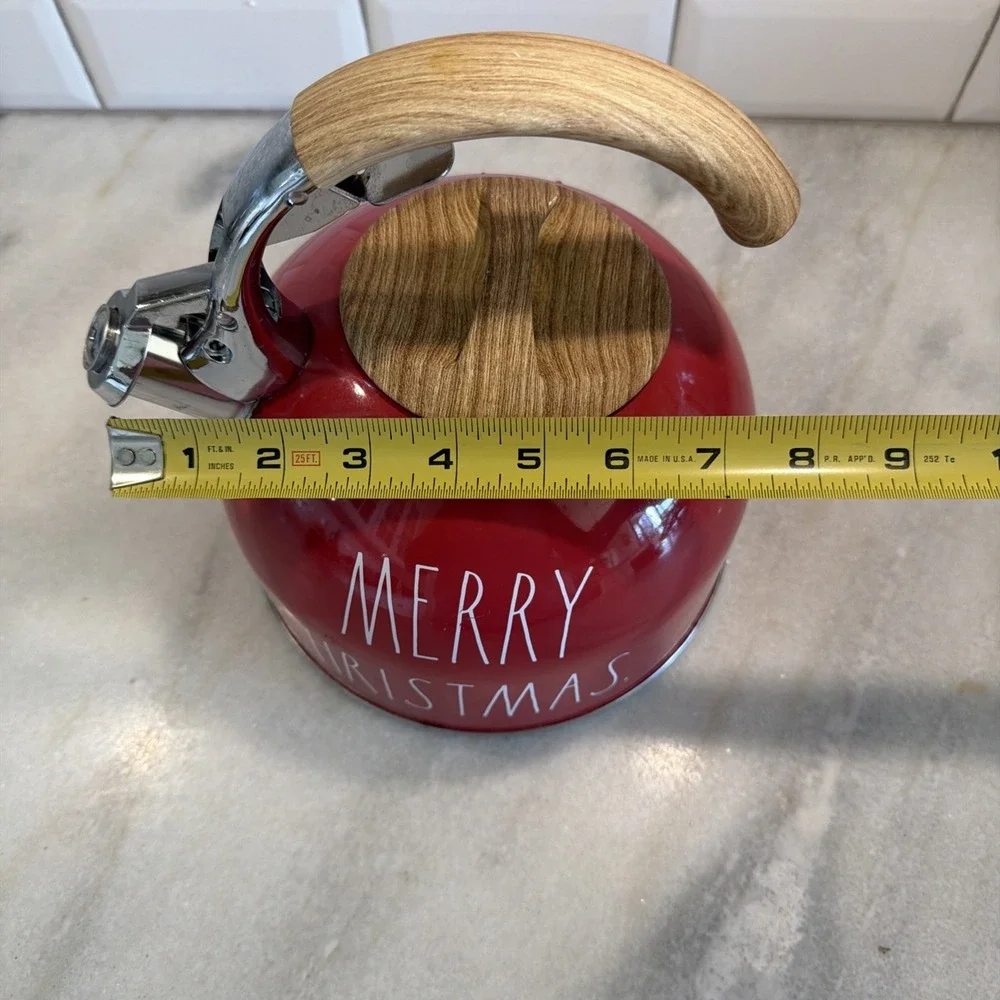 Rae Dunn Red MERRY CHRISTMAS Stainless Steel Teapot Tea Kettle GWB003